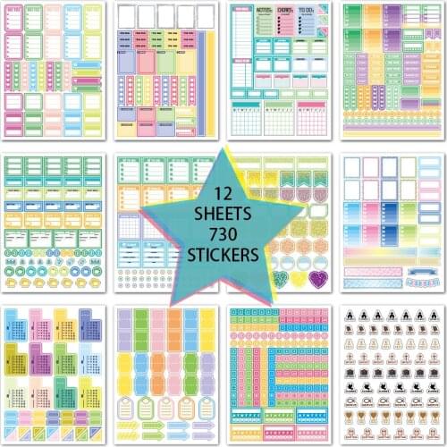 730pcs Weekly Daily Planner Stickers Monthly Planning,to Do List Stickers, Weekly Plan Agenda Stickers For School Home Office