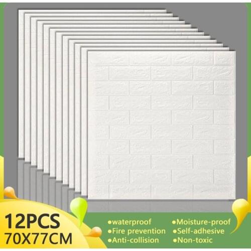 3D Wall Stickers Home Decor Living Room Decorative Brick Self-adhesive Wallpaper Waterproof Panels Bedroom Kitchen Foam Decals