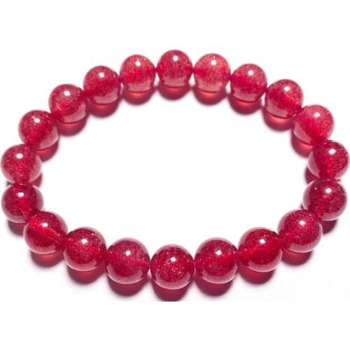 Natural Red Ice Strawberry Quartz Bracelet Jewelry For Woman Man Gift Crystal Round Beads Gemstone 8mm 9mm 10mm 11mm 12mm AAAAA