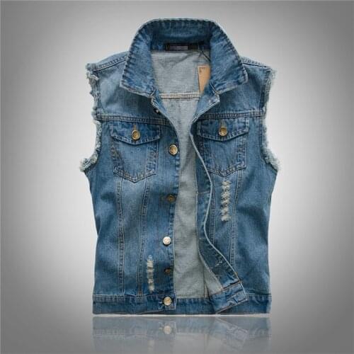 New 2020 Mens Sleeveless Jeans Jacket Men Oversize S-6XL Blue Black Denim Jeans Vest Men Cowboy Denim Vest Mens Jeans Waistcoat