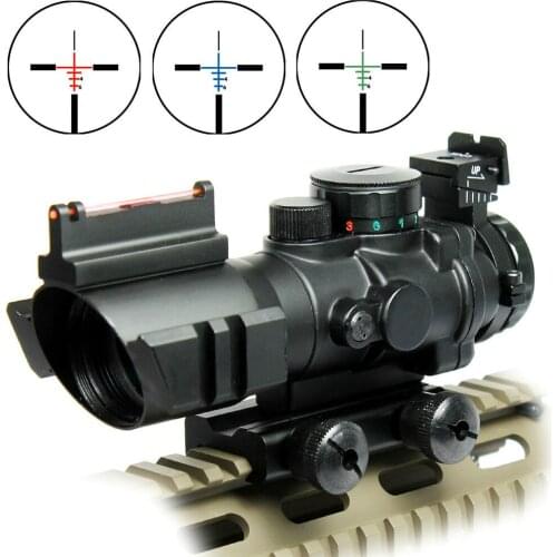 Rifle Scope Scope Fiber Illuminated 4x32 Rifle Optic Sight Red Tactical Tri Acog Prismatic Hunting Riflescope Reddot