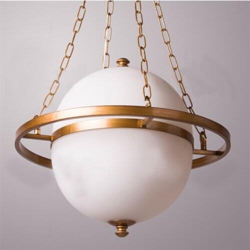 American Retro Saturn Star Halo Pendant Lights Living Room Restaurant Bedroom Hanging Lamps Restaurant Glass Ball Shade Fixtures