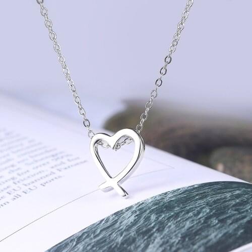 Simple Heart Rose Gold Color Pendant Necklace Jewelry For OL Women Wedding Party Top Quality ZYN323 ZYN405