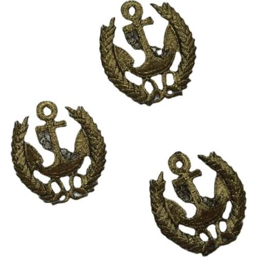 20pcs/lot Vintage Gold Anchor Embroidery Patch Clothing Decoration Sewing Accessories Sofa Curtain Badge Iron Heat Transfer