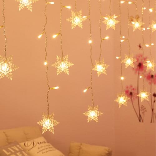 3.5M Christmas Decoration Curtain Snowflake LED String Lights Flashing Lights Curtain Light Waterproof Outdoor Party Lights