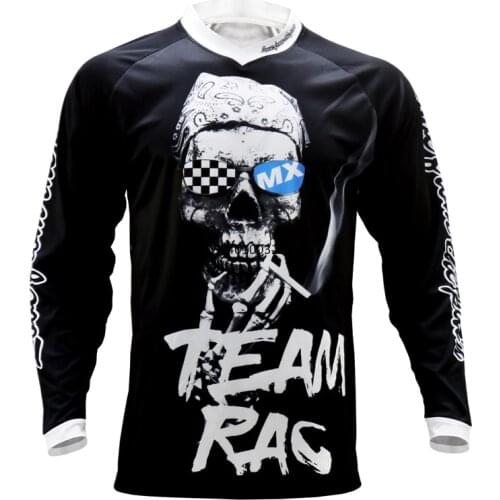 RACING TEAM Mountain Bike MTB Shirts Black Rodeo Skull Sportwear DH Clothing