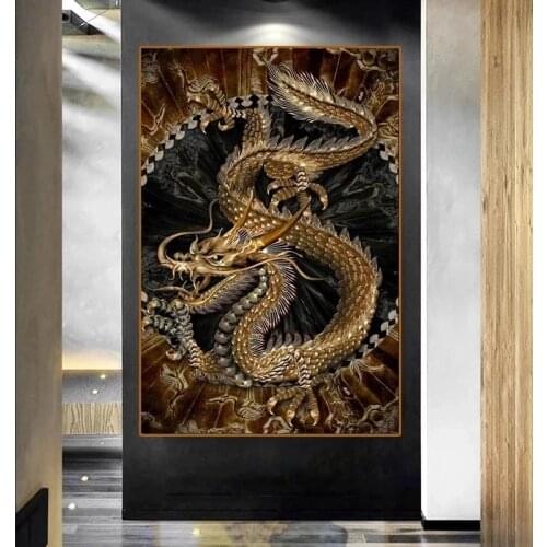 Chinese Dragon Modern Retro Posters and Prints Canvas Painting Wall Art Picture for Living Room Home Wall Decoration Cuadros
