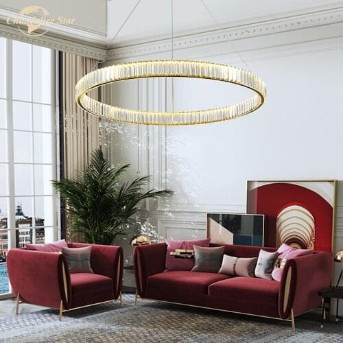 Modern LED Chandeliers Lighting Luxury Crystal Round Gold Lustre Indoor Lamp for Living Room Bedroom Dining Room Villa