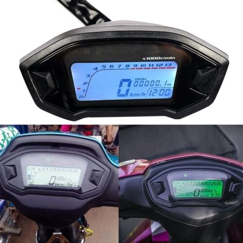 12V Motorcycle Universal LCD Digital Indicator Speedometer Odometer Backlight Motorcycle For 2-4 Cylinders 1300r/min