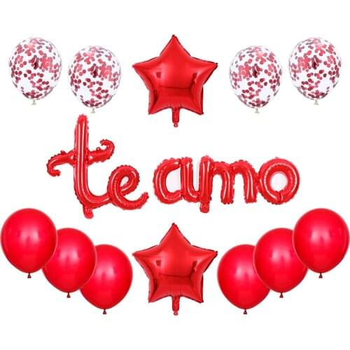 13pcs/set Spanish Te amo Letter Balloon Groom Bride Anniversary Ballons Romantic Wedding Valentines Decoration Supplies Baloon