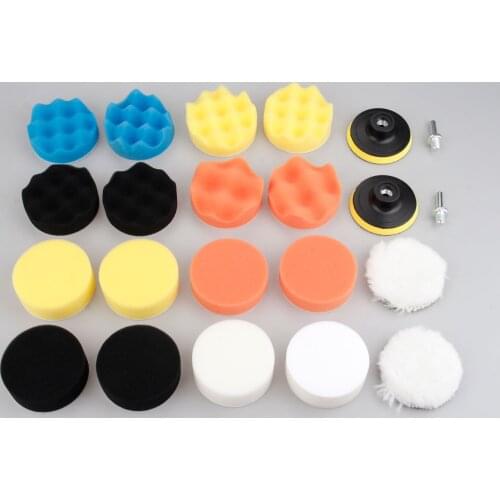 Yetaha 22Pcs 80mm Car Polishing Pad Kit Buffer Waxing Polishing Wheel Sponge Pads With M10 Drill Adapter Polisher Cleaning Tool