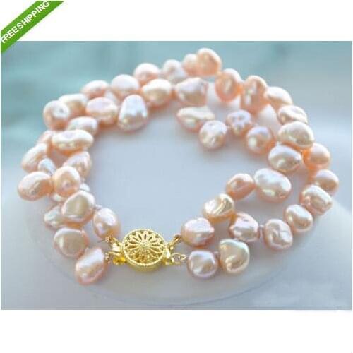 Luck Pearl Jewellery,2Rows 6-10mm Pink Baroque Keshi Natural Freshwater Pearl Bracelet,New Free Shipping