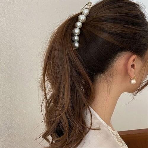 1Pc Banana Clips Pearls Hairpins Women Hairgrips Girl Ponytail Barrettes Hair Pins Hair Clips Headwear Accessories