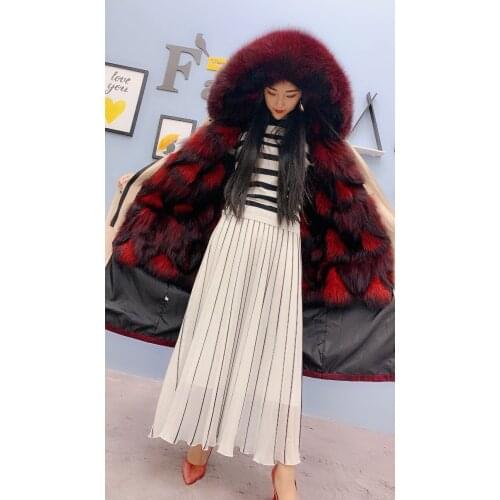 Women parka coat female otter fox rex rabbit fur liner detachable embroidered jacket fox fur racccoon fur collar hooded overcoat