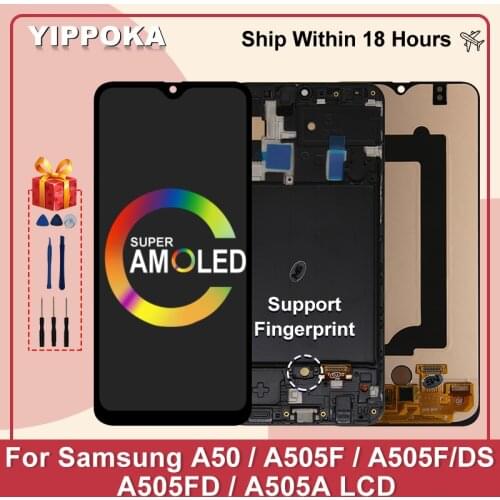 6.4" AMOLED For Samsung Galaxy A50 LCD Display A505F/DS A505 Touch Screen Digitizer For Samsung SM-A505F/DS LCD Replacement part
