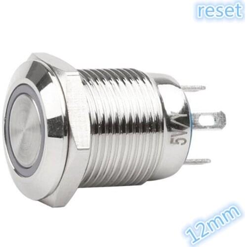 1pcs 12mm Waterproof Momentary Flat Round Stainless Steel Metal Push Button Switch Reset Switch 3v 5v 6v 12v 24v 48v 110v 220v