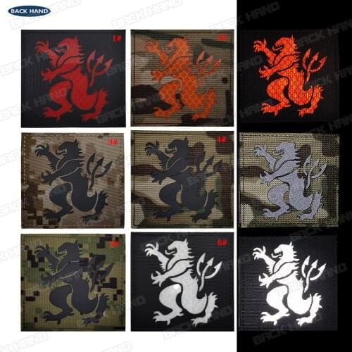 1PC Us Navy Seal Team 6 Trident Lion Velcros Embroidery Patch Infrared Multicam Cp IR Reflective Tactical Badge Army Applique
