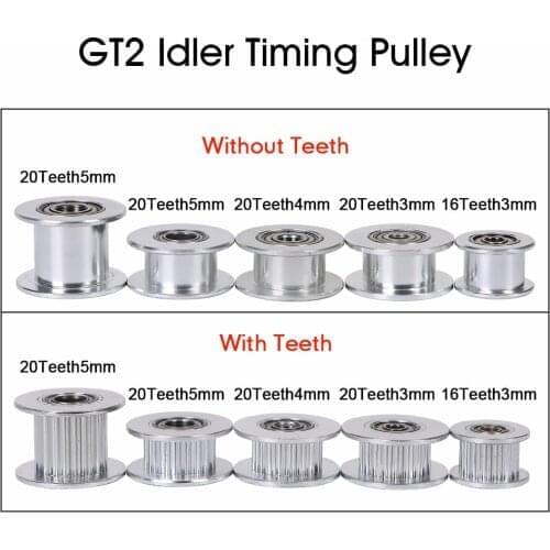 10pcs GT2 Idler Timing Pulley 16/20 Tooth Wheel Bore 3/5mm Aluminium Gear Teeth Width 6/10mm 3D Printers Parts For Pulley Part