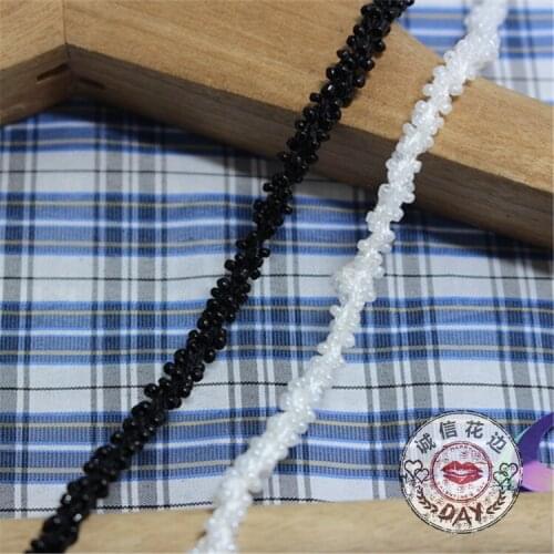 10Yard/Lot Free Shipping 6mm White Black Small Bead DIY Handmade Lace Ribbon Accessories Sewing Para Costura Lace Trim Collar