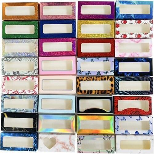 1000pcs Eyelash box With Window Heart Glitter False Eyelash Packaging Box Reusable Paper Eyelash Storage Box Lash Case for Women