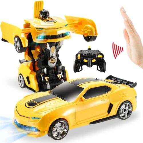 2.4Ghz Induction Transformation RC Car Robot 28cm Led Lights Music Robots fightint Deformation Remote Control Cars Toys for Boys