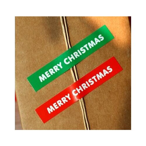 200 pcs/lot 70x12mm green and red color MERRY CHRISTMAS self-adhesive paper label sticker, Item No.FE04