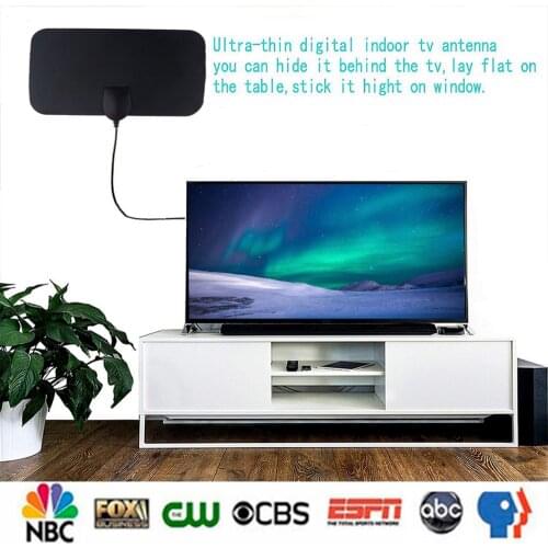 4K HD TV T2 hd 25DB High Gain HD TV DTV Box Digital TV Antenna EU Plug 50 Miles Booster Active Indoor Aerial HD TV Flat Design