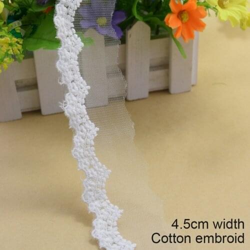 5yards 4.5cm white lace cotton embroid lace sewing ribbon fabric guipure diy trims warp knitting DIY Garment Accessories#3664