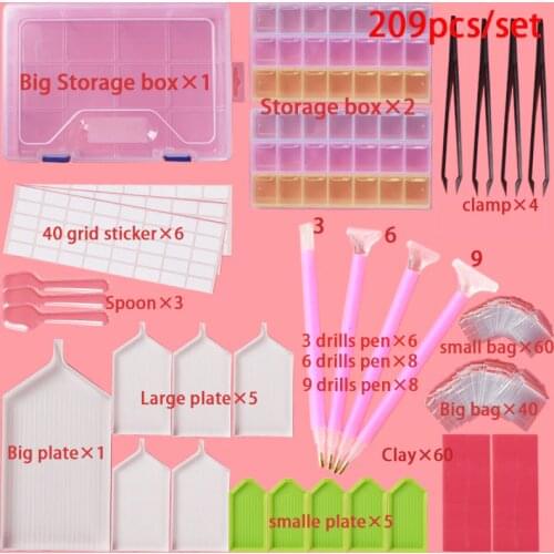 38/119/209pcs/set Diamond Embroidery Accessories 5D DIY Diamond Painting Cross Stitch Tools Full Kits Rhinestones Boxes Cases