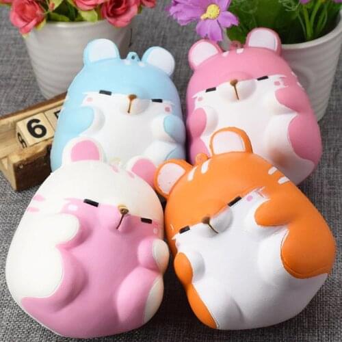 Besegad Cute Kawaii Soft Squishy Colorful Simulation Hamster Toy Slow Rising for Relieves Stress Anxiety Home Decoration