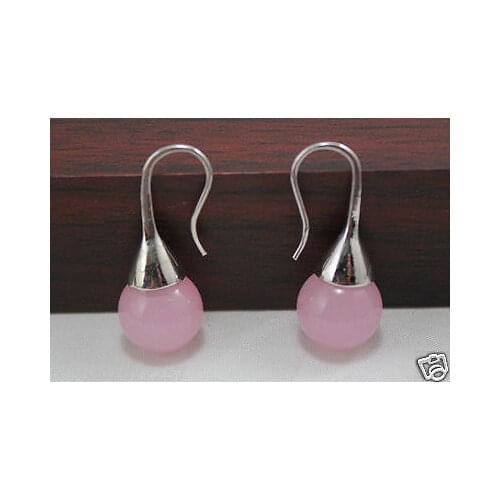 Free Shipping >> new hot fashion new natural pink stone Silver Earrings