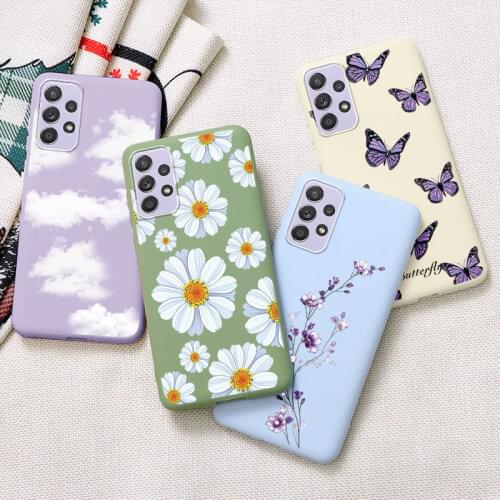 For Samsung A52 Case Silicone Soft Back Cover On For Samsung Galaxy A52 A 52 A52 SM-A526B Flower Cartoon Case Bumper Coque Shell