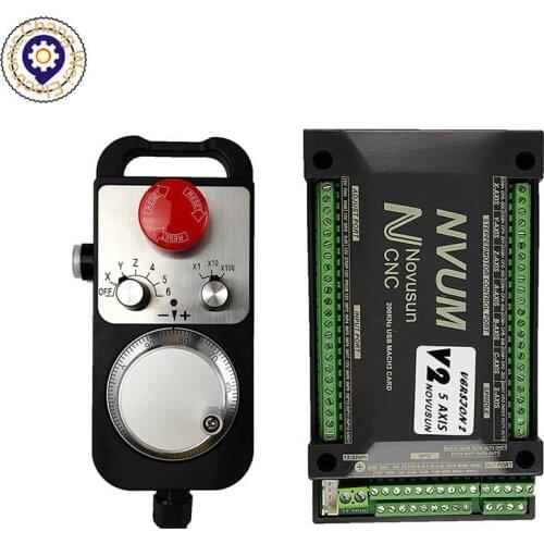 CNC controller NVUM 3/4/5/6axis mach3 control card Ethernet interface+ 4/6axis Pendant Handwheel MPG with Emergency Stop