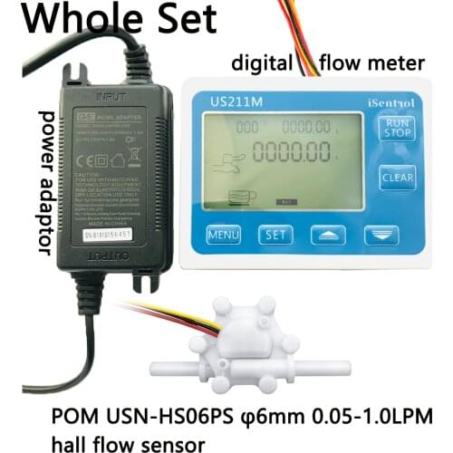 US211M USN-HS06PS Digital Water Flow Meter Reader and Hall Water Flow Sensor 0.05-1L/min Flow Displayer Sea Zhongjiang Dijiang