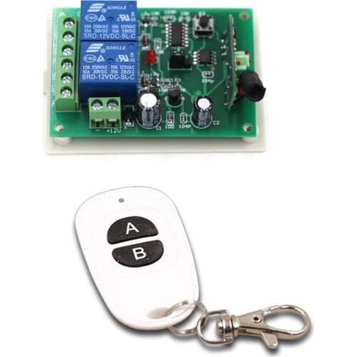 DC12V 24V 2CH RF Wireless Mini Switch Relay Receiver Remote Controllers & White AB Keys Waterproof Transmitter Toggle Momentary