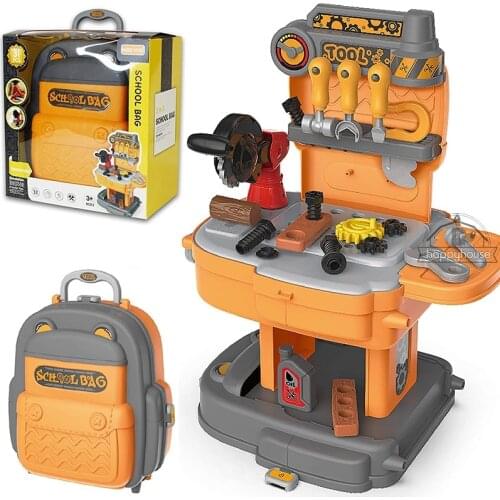 Kids Toolbox Kit Educational Toys 2 in 1 Carpenter Engineer Role-Play Toy Backpack Simulation Repair Tools Toys Learning Toys