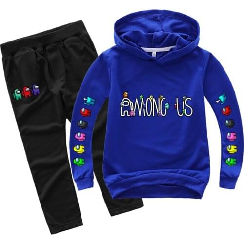 Kids Tracksuit Girls Boys 10 Color Sets Amongus Thin Hoody T-Shirt Pants Children Fashion Sportwear Clothing Suit 2-16Y