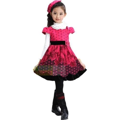 Kids Girls 2018 Autumn Winter New High Quality Autumn And Winter Dress Vest Princess Stage Dress Kids Winter Dress With Hat
