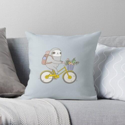 Biking Sloth Throw Pillow Cushion Cover Polyester throw pillows case on sofa home living room car seat decor 45x45cm