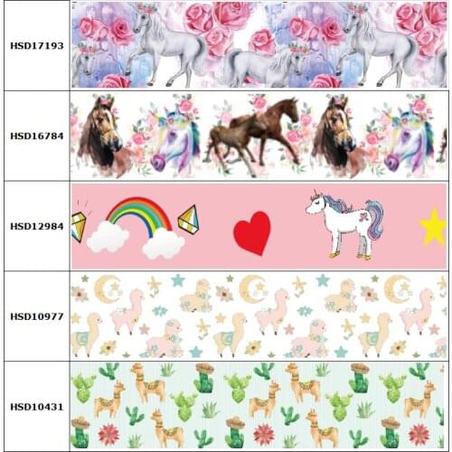 HSDCraft Hot Sell Horse Moon Start Rose Rainbow Printed Grosgrain/Satin Ribbon for DIY Sewing Hairbow Accessories Decoration 10Y