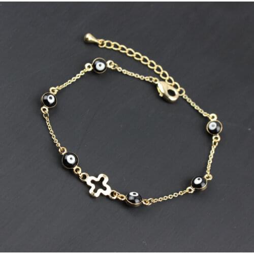DIY Multi-element Fashion Personality Eye Cross Pendant Bracelet Female Electroplated Gold Bracelet
