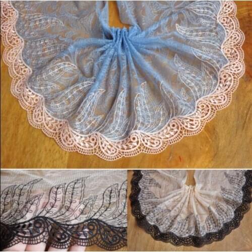 1 Meter Lace Mesh Fabric Venise Lace Trim Black Blue Embroidery Embellishment Sewing Crafts Doll Material Free Shipping 18cm