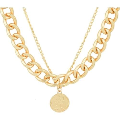 Fashion Queen Double Water Wave Chain Necklace European and American Style Stacked Two Layers Clavicle Chain Necklace