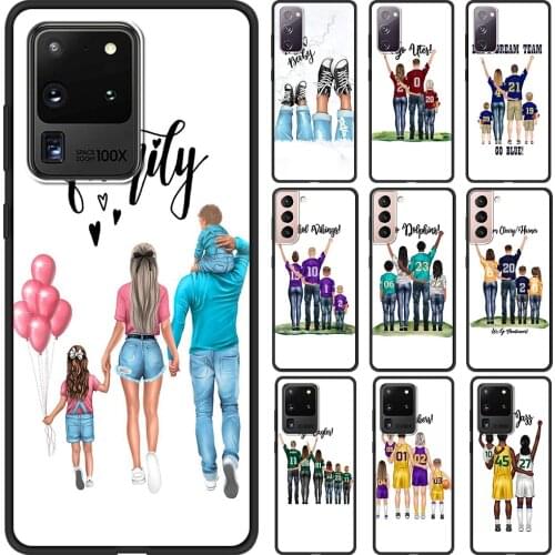 Soft Case for Samsung Galaxy S20 FE S21 S20 Utra Plus Luxury Cover S10 S10E S9 S8 Plus 5G Shell Coque Baby Mother Girl Family
