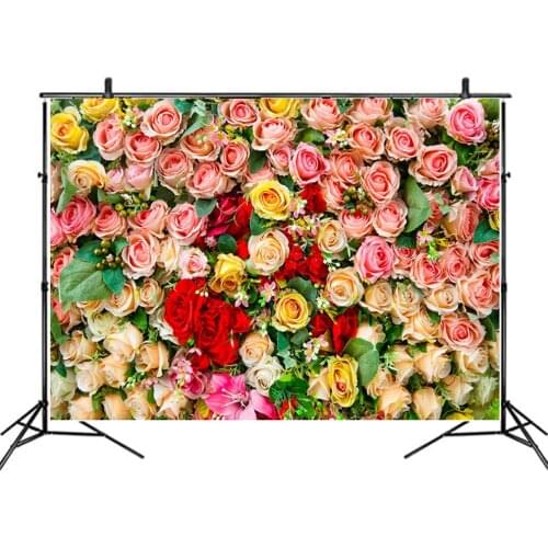 Landscape Backdrop Beautiful Roses Flower Scenery Party Photography Background Holiday Celebration Photo Booth Studio Decor