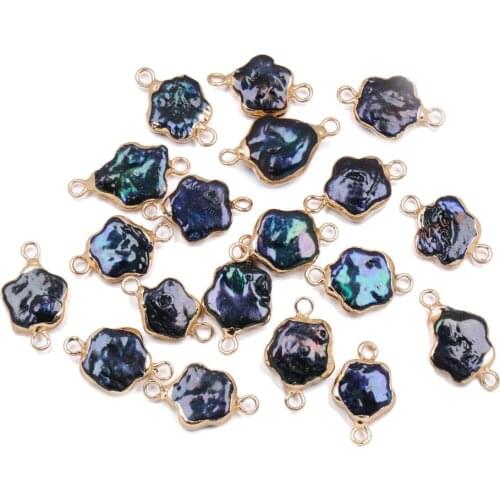 Natural Freshwater Pearl Charms Star Shape Double Hole Connector Pendants for Jewelry Making DIY Necklaces Bracelet Wholesale