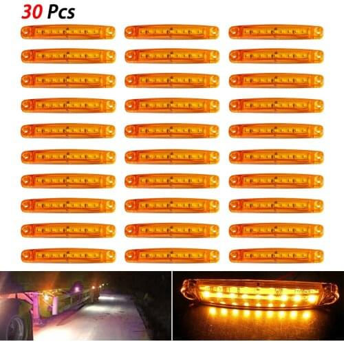 30pc 24v Durable Amber 9led Light Truck Side Sign Indicating Turn License Plate Parking Long Side Wide Voltage Signal Lamp
