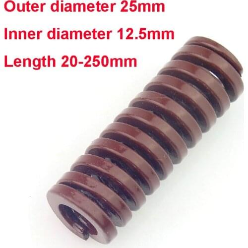 1PCS Brown Extra Heavy Load Compression Die Spring Outer Diameter 25mm Inner Diameter 12.5mm Length 70-250mm