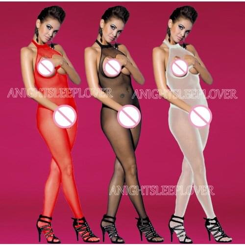 Sexy Lingerie Erotic Bodysuit Underwear Women Fishnet Open Crotch catsuit Mesh tights Sleepwear Crotchless jumpsuit Teddies