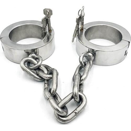 4cm stainless steel heavy leg irons shackles bdsm bondage locks ankle cuffs slave restraints adult games torture bdsm toys